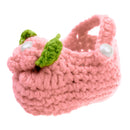 Pair of Baby Toddler Knitting Cotton Flower Pearl Design Prewalker Crochet Warm Crib Shoes Orange