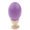 Wooden Easter Simulated Egg w/ Stand Home Decor Kids Pretend Play Toy Gift Purple