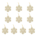 Glitter Snowflake Shape Christmas Tree Hanging Charms Home Decor Ornaments Gold Pack Of 10PCS