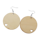 1 Pair Unfinished Wooden Earring Hollow Out Heart Drop Hook Earring Jewelry