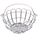 Kids Mini Metal Supermarket Shopping Basket For Kitchen Fruit Vegetable Food Grocery Storage Pretend Play Tools Toy Gifts Round Pink