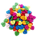 100PCs Mixed Heart-shape Wood Buttons 2-Hole Scrapbook Craft Decoration 13 x 15mm