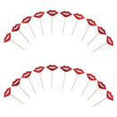 10pcs Glitter Red Lip Cupcake Toppers Wedding Engagement Carnival Party Decoration Cake Picks