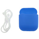 Blue Silicone Rubber Shockproof Case Portector Cover + White Connect Rope Cable Strap for Apple Wireless Earphone iphone 7 7plus AirPods
