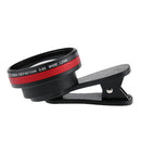 Universal Optical Glass No Distortion 0.6X Wide-angle Lens Clip-on Mobile Phone Red+Black