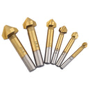 Durable 6Pieces 6.3mm-20.5mm Countersink Bore Set Round Shank Chamfer Drill Bit