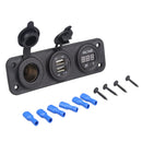 Car Boat SUV Dual USB Charger+Cigarette Lighter Port+Voltmeter Power Outlet