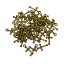 Religious 3D X Knot Cross Charms - 21 x 11 mm - Pack of 50 - Metal Antique Bronze Colors, Tiny Cross Pendants Ancient Bronze Jewelry Findings Beads DIY Craft Supplies