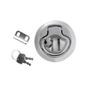 1 Piece Zinc Alloy Chrome Finished 2'' Marine Boat Deck Flush Latch Pull Latch Caravan Door Latch & Keys Suits 2-12mm Deep