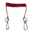 Retractable Coiled Fishing Lanyard Steel Wire Inside with Snap Clips Red