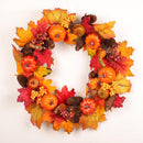 Fall Front Door Wreaths 18 Inch Pumpkin Harvest Wreath Autumn Mum Wreath Silk Maple Leaves for Thanksgiving Day