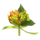 Wedding Groom Bride Bridesmaid Boutonniere Corsage Orchid Flower Wrist Flower Brooch Pin Ribbon Charms