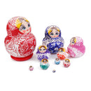 10PCS Multi-Color Painted Wooden Girl Russian Nesting Dolls