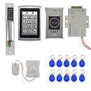 New Complete RFID Door Gate Access Control Keypad NO Touch Exit Button Power Supply Keyfods Magnet Door Lock Kits Set