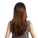 Ombre Brown Girls Women 24 inches Long Natural Wavy Curly Side Bangs Synthetic Hair Wigs with Cap for Daily Wear Costume Party