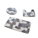 Set Of 3 Pcs Big Pebbles Pattern Bathroom Non-Slip Pedestal Rug Lid Toilet Cover Bath Mat Set