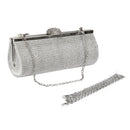 Crystal Diamante Two Inner Pouches Handheld Clutch Bag With Metal Chain Wedding Party Supplies Silver