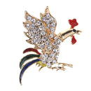 Crystal Rooster Badge Brooch Enamel Corsage Christmas Clothing Accessories