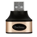 Quelima 2.0 USB Interface Splitter Adapter for Car Travel Home Use - Black Golden