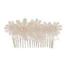 Elegant Lace Flower Faux Pearl Headpiece Wedding Jewelry Pearl Hair Comb Fashion Decoration