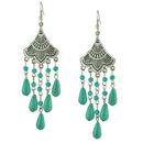 Bohemian Long Bead Tassel Turquoise Drop Dangle Earrings Handmade Eardrop Fashion Jewelry for Women