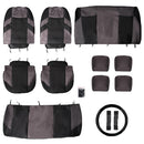 13pcs Car Interior Seat Headrest Cover Set Protector Mat Shield Gray & Black