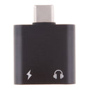 USB C to 3.5mm Audio Adapter, 2 in 1 USB Type C Male to 3.5mm Female Stereo Earphone Converter Dongle and Charging Adapter for Type C Devices Black