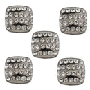 5 Piece Black Square Rhinestone Pearl Shank Buttons for Sewing Crafting 20mm