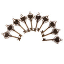 10 Pieces Heart Shape Key Jewelry Findings Antique Heart Key Pendant Bronze 2x0.9