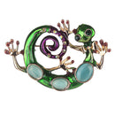 Green Opals Enamel Enmaltes Lizard Gecko Snake Brooches For Women