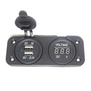 5V 2.1A/1A 2 Dual USB Outlet Power Sockets With Blue LED And 12V-24V Voltage Meter