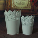 Metal Cut Out Plant Vase Pot Pen Makeup Brush Holder Desk Tidy Organiser WHT