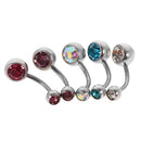 5 Pieces Belly Bar Mixed Color Crystal Navel Button Bars Ring Ornament