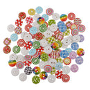 100 Pieces 15mm Polka Dot Plaid Buttons Wood Buttons 2 Hole for Sewing Crafts