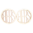 Wooden Coasters Drinks Cup Mats Set Hers and Hers Lesbian Wedding Housewarming Gift