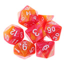 7PCS Polyhedral Dice 16mm D20 D12 D10 D8 D6 D4 for Dungeons & Dragons Table Games Red Orange