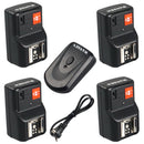 4 Channel Wireless Flash Trigger&4 Receivers&1 Sync Wire Cable for DSLR Camera