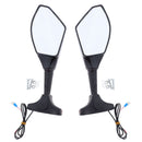 2X Motorcycle LED Turn Signal Light Blinker Indicator Side Marker Integrated Black Racing Side Rear View Mirror for Suzuki