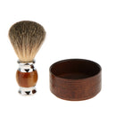 Salon Barber Soft Bristles Hair Beard Cleansing Shaving Brush with Wooden Shave Soap Cream Bowl Mug for Men
