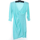 Women Girls ladies Fashionable Wrapped V Neckline Cocktail Club Party Dress Outfit Birthday Gift Light Blue