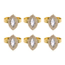 6 Pieces Eye Shape Rhinestones Napkin Ring Serviette Buckle Holder Wedding Party Table Decor Gold