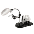 Hand Free LED Helping Hand Magnifying Magnifier Glass with Modeling Iron Stand Holder Clamp Clips CAN BE USE AS HANDHELD GLASS 2.5X 5X 16X EU Plug