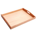 Wooden Medium Montessori Rectangle Tray Cubes Beads Toys Holder With Handle