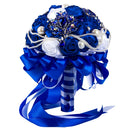 Artificial Rose Crystal Pearls Holding Bouquet Silk Ribbon Wedding Flowers