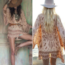 Women Girls Ladies Fashionable Third Sleeves Chiffon Cardigan Beach Cover Up Cape Jacket L