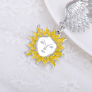 Women Sun Flower Silver Angel Wing Pendant Necklace Jewelry