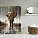 Bathroom Shower Sheer Waterproof Polyester Curtain Panel w/12 Hook Elephant