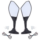 2X Motorcycle LED Turn Signal Light Blinker Indicator Side Marker Integrated Black Racing Side Rear View Mirror for Honda