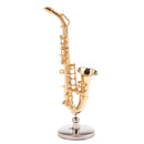 19cm Copper Saxophone Model Musical Woodwind Instrument Miniature Home Office Desktop Decoration Dolls Accessory Kids Gift