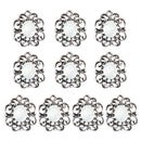 10 Pieces Antique Silver Rhinestone Charm Flower Pendants 18x22mm DIY Necklace Jewelry Crafts